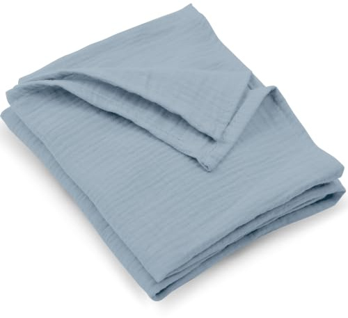 PinkZebra Baby Decke Musselin 100 x 75 cm, weiche Babydecke aus 100% Bio-Baumwolle, Öko-Tex Tuch atmungsaktiv, Jeans