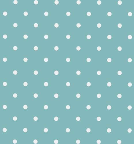 Wachstuchtischdecke Wachstuch in 1,4m Br. glatt Verschiedene Designs PVC Tischdecke Garten Küche Länge wählbar (Dots Vintage blau, 140cm x 300cm)