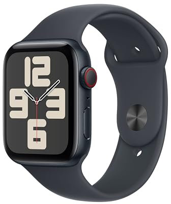 Apple Watch SE (2nd Gen) GPS + Cellular 44mm Smartwatch with Midnight Aluminium Case with Midnight Sport Band - S/M. Fitness and Sleep Trackers, Crash Detection, Heart Rate Monitor, Retina Display