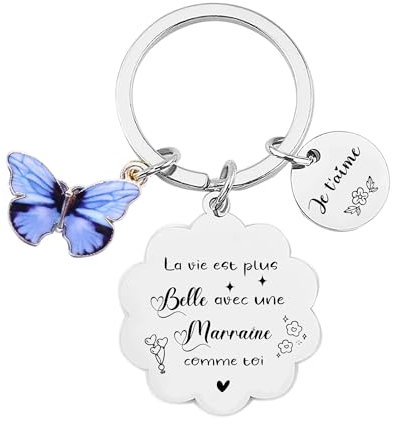 FGHJK Cadeau Marraine Porte clef Cadeaux Marraine Porte-clés de Marraine Cadeaux Demande Annonce Naissance Baptême Communion Cadeau Noel Marraine (3)
