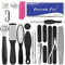 Professional Foot Scrubber Pedicure Sets for Feet Pedicure Tools Set Foot File Pedicure Kit Stainless Steel Foot File Pedicure and Manicure Set 22 in 1 Foot Care Kit Women Men Salon or Home(Black)