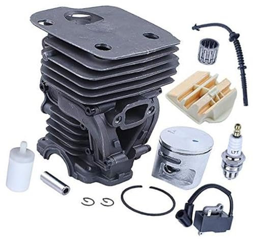 Pizgear Kettensäge 44 mm Zylinder-Zündspule, Luftfilter-Kolbensatz, for Husqvarna, 445 450 450e Ersatzteile mit Kraftstofffilter, Zündkerze, Kraftstoffschlauch, ersetzt OEM, for 544119802, 544 11 98 0