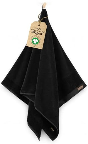 ZWOLTEX - Duschtuch 70x140, Ultra Weich & Saugfähig 600 g/m², 100% Bio Baumwolle GOTS Zertifizert, ÖKO-TEX, Handtücher Schwarz, Porto Collection - 1 Stück