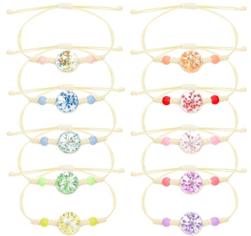 JIYIN 10 Stück Freundschaftsarmbänder für Mädchen, Geflochten Freundschaft Armbänder Verstellbare Armband Kinder Bunte Blumen Gewebte Armbänder für Geburtstag Mitgebsel Mädchen