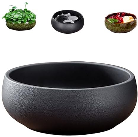 Large Caliber Lotus Bowl Planter, Retro Ceramic Lotus Flower Bowls, Creative Hydroponic Planter, Retro Ceramic Flower Bowl Lotuss Bowls, Handcrafted Simple Ceramics Basin