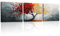 PIY PAINTING Arte Murale Su Tela, l'Albero Della Vita, Stampa Su Tela Rossa e Gialla, Quadri Decorativi Moderni Per Camera Da Letto Soggiorno Ufficio Bagno Ingresso, 3x30x30 cm/90x30 cm
