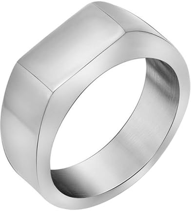 Calefee Ringe für Damen Verlobungsring, Edelstahlringe Herren Eheringe Rechteckiger Siegelring Breit 6,6 mm, gr. 47 bis 72