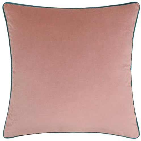 furn. Meridian Velvet Cushion Cover (Blush/Teal - 45 x 45cm) | Soft velvet cushion cover with contrast piping and concealed zip. 45 x 45cm. Cushion cover only.