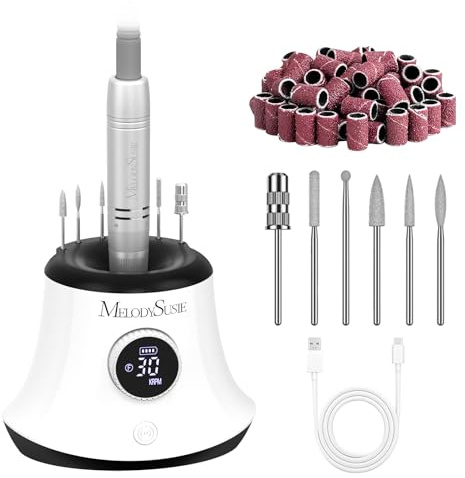 MelodySusie Tisch-Nagelfräser SC320G für Einsteiger & Nageldesigner | 30.000 U/min, Wiederaufladbar, Aufsatzhaltern, zum Nageldesign & Gel-Entfernung, für Salon & Zuhause