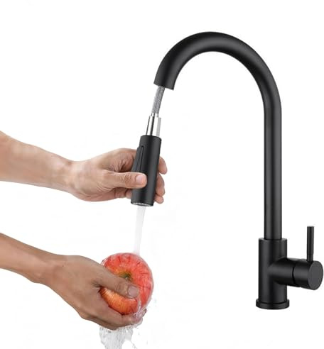 SciFiVisi Wasserhahn Küche 360° Schwenkbar Hochdruck Armatur Küche 304 Edelstahl Herausziehbarer Brause Ausziehbar Küchenarmatur 2 Strahlarten Mischbatterie Spültischarmatur für Küche