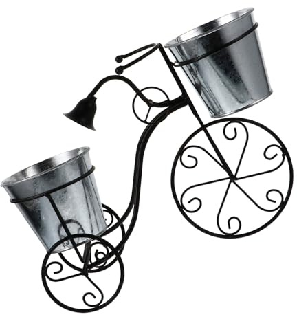 FESTFENDS Porta Piante da Esterno in Ferro Nero Forma Bicicletta Vintage, Supporto Versatile per Fioriere e Piante, per Ufficio e Regalo Housewarming