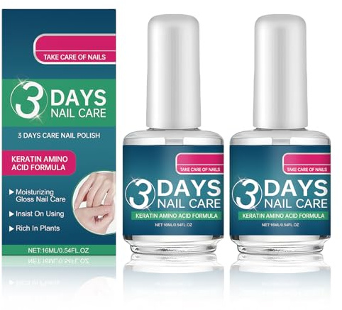 3 Days Nail Care, 2 X 16 ML Keratin Nagellack, Nail Care Oil With Keratin Amino Acid Formula – Stärkt Die Nägel, Pflegt Sie Intensiv, Verabschieden Sie Sich Von Trockenheit und Brüchigkeit