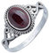 mantraroma Ring Damen Silber 925 Granat Edelstein rot ausgefallen verspielt