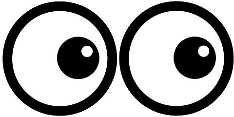 Pack of Two Round Cartoon Eyes Funny Kids car Van Decal Stickers Each Sticker Measures 97mm.