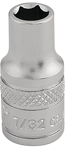 Draper 16518 1/4 Square Drive Micro Satin Chrome Imperial Socket, 7/32 Size