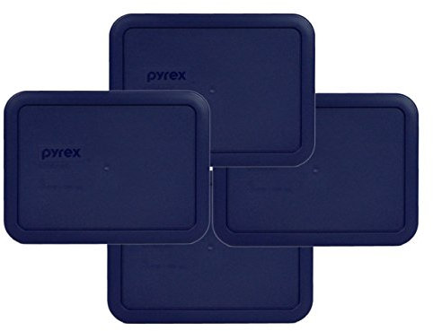 Pyrex 7210-PC 3 Cup Dark Blue Rectangle Plastic Food Storage Lid (2, Dark Blue)