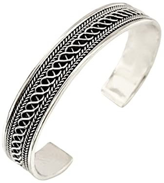 Treasure Bay Armreif aus massivem 925er-Sterlingsilber, offene Manschette, Einheitsgröße, Sterling-Silber, No_Stone