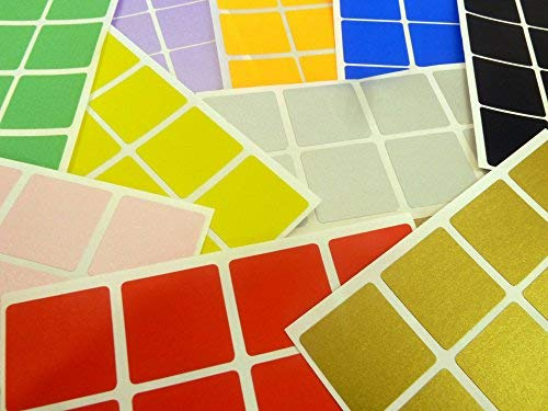 Kleines Quadratisches 26mm (1 inch) Quadratisch Farbig Klebeetiketten, Farbe Code Aufkleber - 10 Gemischte Farben (240)