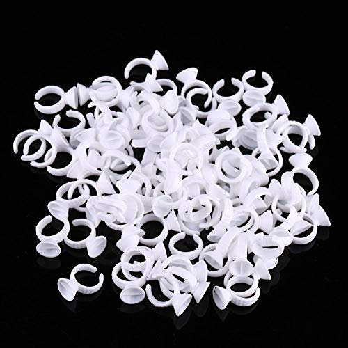 Sonew 100 Pack Tattoo Tinte Ringe Einweg Microblading Pigment Kleber Halter Tasse Semi Permanent Make-Up Wimpern Augenbraue Tätowierung Ink Caps Klein(S Ohne Divider)