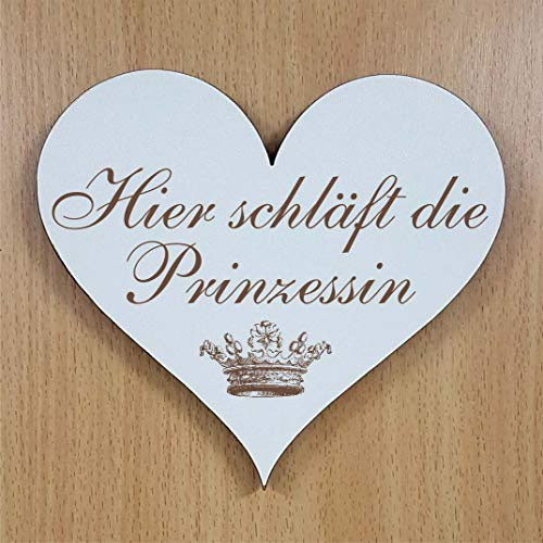 Schild Herz Hier schläft die Prinzessin - Motiv Krone - selbstklebendes Türschild