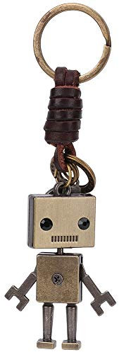 Hztyyier Llavero Colgante de Robot Vintage, Estilo retro punk Llavero de Cuero Trenzado con cordón, Adorno, decoración de la llave del coche Regalo festivo