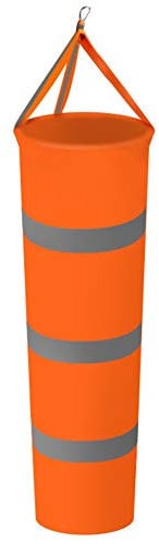 AMACOAM Windsack für Draußen Windsäcke für den Garten Windfahne Orange Windsack mit Reflektierenden Streifen Polyester Gürtel Wetterfeste Tasche zur Windmessung für Draußen Garten Flughafen Rasen 80CM