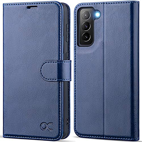 OCASE Samsung Galaxy S21 Case, Premium PU Leather S21 Phone case [TPU Inner Shell][RFID Blocking][Card Holder] Flip Wallet Cover Compatible with Samsung Galaxy S21 6.2 Inch(2021)-Dark Blue