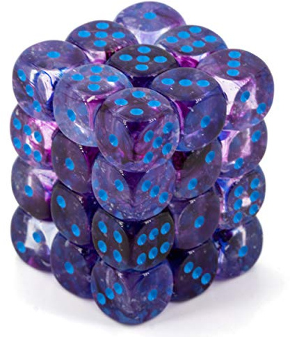 Nebula 12mm d6 Nocturnal/Blue Luminary Dice Block (36 dice)
