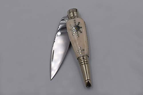 Navaja Clásica de fieles Cántara artesanal de Albacete de José Antonio Herreros con hoja de acero 440c de 9 cm y empuñadura de ciervo. Caza, pesca, supervivencia, artesana Albaceteña