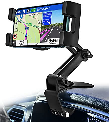 Dashboard Clip Car Phone Holder - [Thick Cases Friendly] 360° Adjustable Dash Clamp Phone Holders for Your Car Mount Accessories for iPhone 17 Pro Max Air 16 15 14 13 12 Plus, Android, All Smartphones