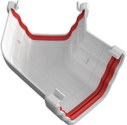 White Ogee 135 Degree Gutter Angle Joint, Freeflow 135mm Rain Water Systems, Union Straight Joint,Classic Gutter Ultraframe, UV Resistant Roof Guttering