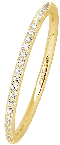 Xenox Damen 925 Sterling Silber Ring mit Zirkonia in goldfarben - KRAPPE SILBER - XS1721G, Ringgröße (Durchmesser):54 (17.2 mm Ø)