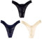 Alienjoy String sexy pour homme - Sous-vêtement sexy pour homme - Taille basse - En soie glacée - Lisse - Sans coutures - Transparent, noir/blanc/bleu foncé (lot de 3), XXL