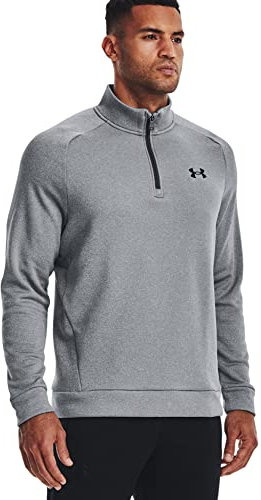 Under Armour Men's Armour Fleece 1/2 Zip T-Shirt, Light Gray Heather/Black, M