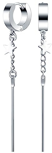 feilok Unisex Ohrringe Edelstahl Stern Kette Creolen Männer Ohrstecker Dangle Ohrringe für Männer Damen