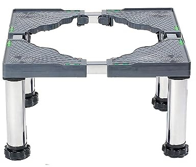 Fowenert Waschmaschinen Untergestell mit 4 gepolsterten, Bärenlast, Max 350KG Untergestell für Waschmaschine, Verstellbare Breite 45-70cm, Höhe 26-29cm Waschmaschinensockel, Grau