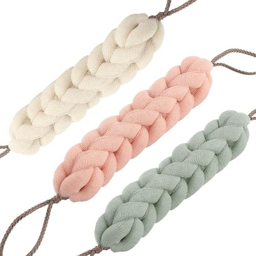 3 Pièces Éponge Fleur Bain Filetm Éponge Bain Longue Maille, Maille Eponge Douche, Doux Maille Fine Fleur Douche Long Éponge pour Bain Durable Brosse Douche pour Femmes et Hommes