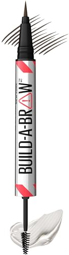 Maybelline Build-A-Brow 2-in-1 Brow Pen and Sealing Eyebrow Gel, Eyebrow Makeup for Real-Looking, Fuller Brows, Black Brown, 1 Count