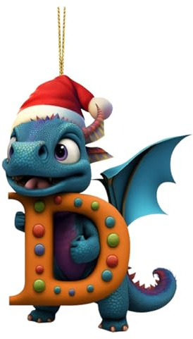 26 Buchstaben Drachen Weihnachtsanhänger, Weihnachten Anhänger Weihnachts Dekoration Hängender Schmuck Weihnachtsschmuck oder Geschenk Anhänger Spaß Weihnachtsanhänger Deko für (D, One Size)