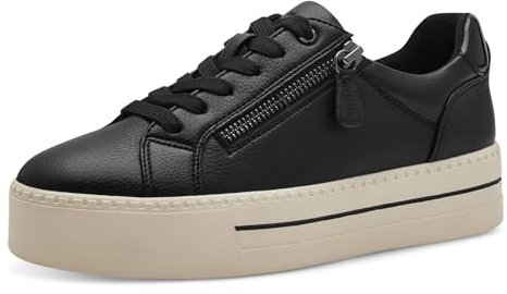 Jana Damen Plateau Sneaker mit Reißverschluss Vegan, Schwarz (Schwarz), 38 EU