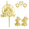 mciskin Girls Happy 12th Birthday Candles Cake Toppers, Gold Castle Cake Toppers, Crown Number 12 Candle for Cake, Candles Cake Cupcake Topper for Women Birthday Decorations 12th Wedding Anniversary