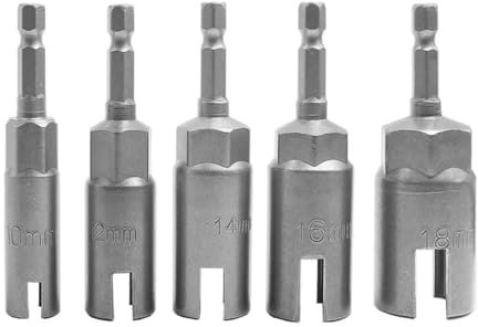 5 PCS Power Wing Nut Driver Set with 1/4 Inch Hex Shank Slot Wing Nuts Drill Bit Socket Wrenches Tools Set for Panel Nuts (10/12/14/16/18mm)
