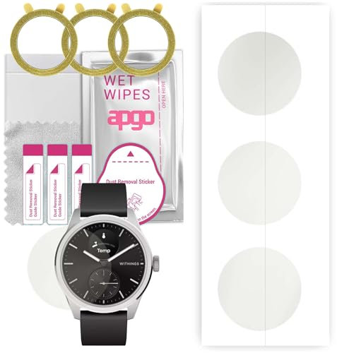 apgo 3 x Hydrogel MAT MATTE Protège-écran pour Withings ScanWatch 2, film Hydrogel avec couche de positionnement pour une installation facile