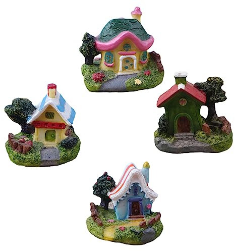 Ipetboom 4stücke Teiliges Niedlicher Hausmodelle Für Aquarien Resin-Dekoration Für Fischbehälter Lebendige Landschafts-Ornamente Für Wasserpflanzen Und Aquarien-deko