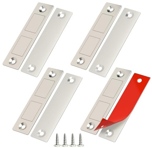 DGUSO 4 Piezas Imán de Puerta Ultrafino Pestillo Ultrafinos de Puerta Magnético Iman Puerta Armario Iman Puerta Corredera Fuerte con Tornillos