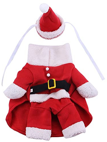 YIGZYCN Weihnachtsmann Kostüm Für Hunde Weihnachtsmann Anzug Und Mütze Dickes Plüsch Outfit Kleidung Für Kleine Hunde Kätzchen Fotokleidung Hundekleidung Für Hunde Mädchen Winter Kleine Hunde Jungen