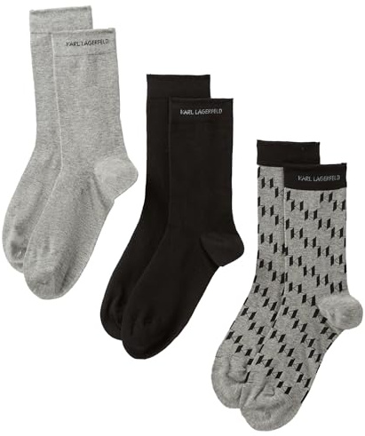 KARL LAGERFELD Herren K/Monogram Socks (3 Pack) Schwarz/Grau One size