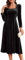 Berylove Women's Festive Long Sleeve Winter Dress - Elegant Velvet Midi Evening Cocktail Dress, Black, XL