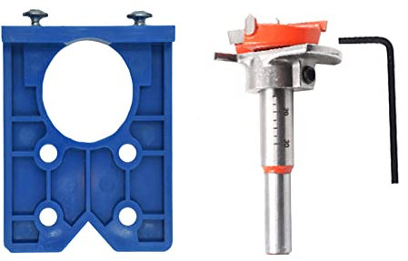 Tyenaza Concealed Hinge Jig Kit, ABS Hinge Drilling Jig Locator with 35mm Incisive Adjustable Hole Opener, for Door Cabinets Hinges Mounting