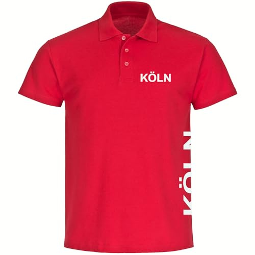 multifanshop Poloshirt - Köln - Brust & Seite - Druck weiß - Polo Größe 3XL rot